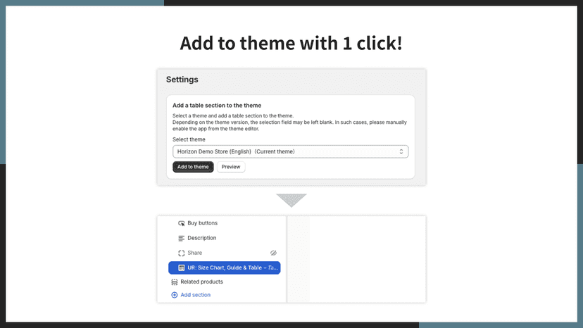Add to theme with 1 click!