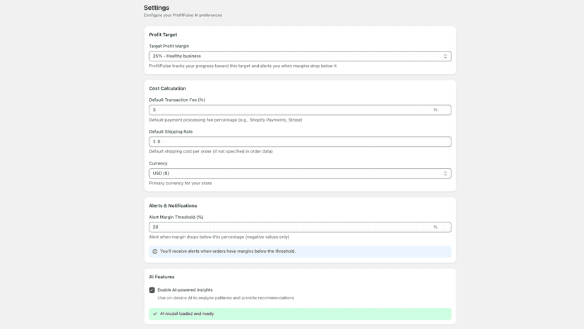 App settings and configuration options