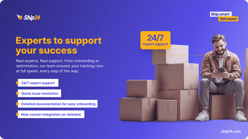 Ship24 expert support feature screenshot and description