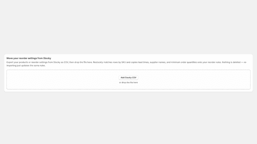 CSV import mapping reorder settings to SKUs