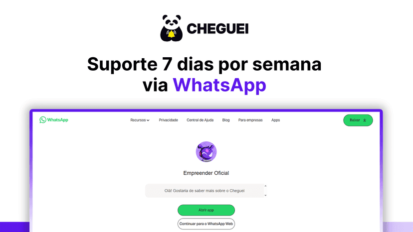Suporte 7 dias por semana via WhatsApp