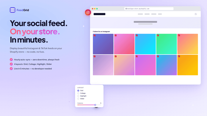 FeedGrid Instagram and TikTok feeds with shoppable tags