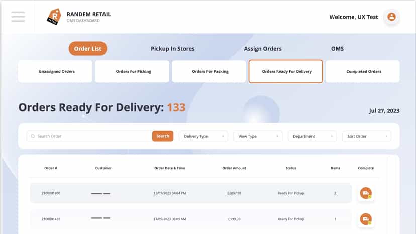 Orders Ready for Delivery