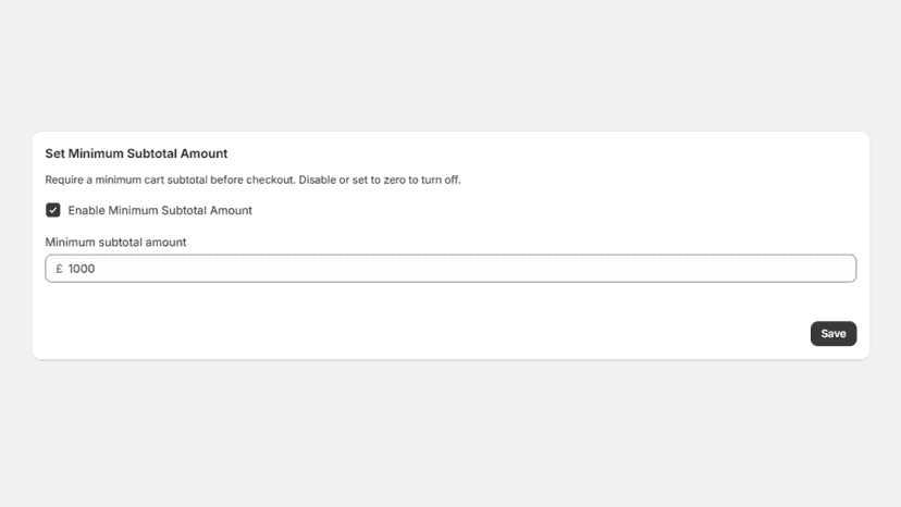 Set minimum subtotal page