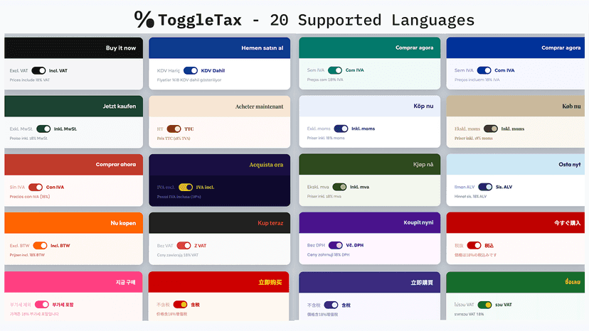 20 Supported Languages