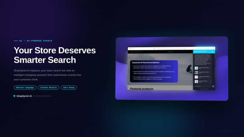 AI search bar showing instant product discovery and previews