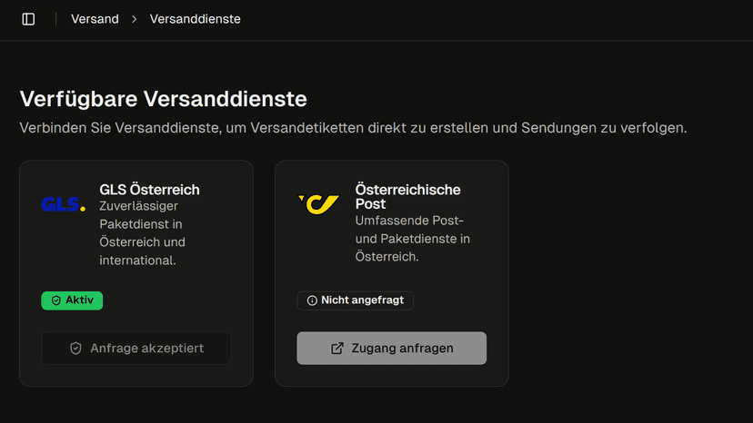 Versanddienstleister Übersicht