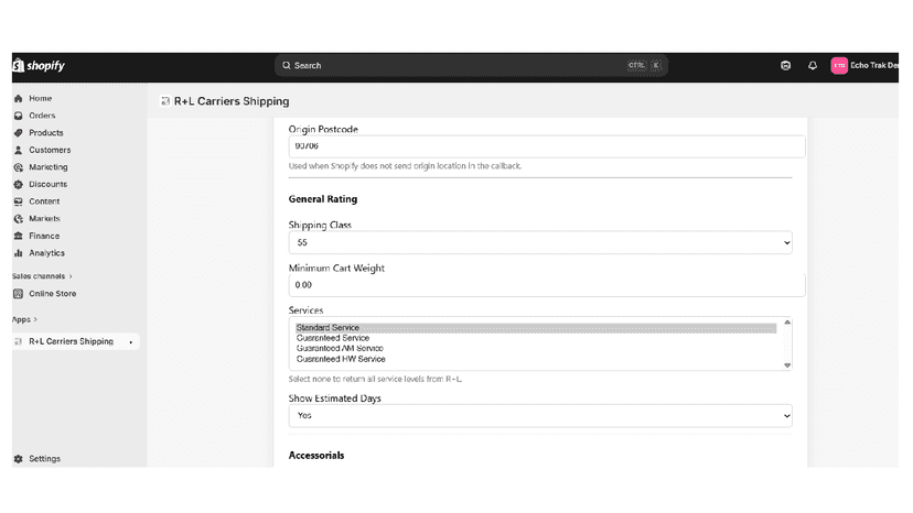 Shipping Settings Section 2