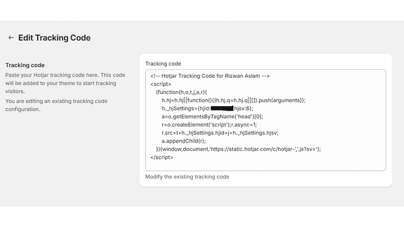Edit the tracking code