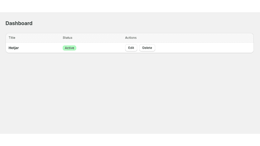 Dashboard page