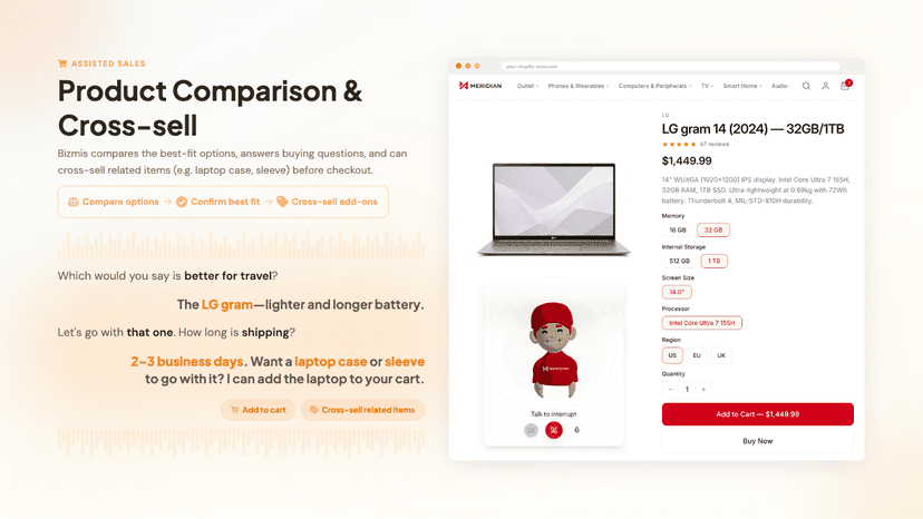 Assisted Sales: Bizmis comparing products at checkout