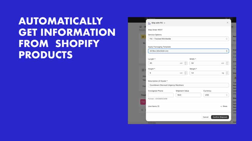 Syncs Shopify product data FedEx International Connect App UK