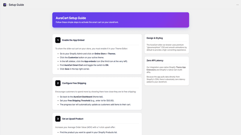 AuraCart simple setup guide and instructions