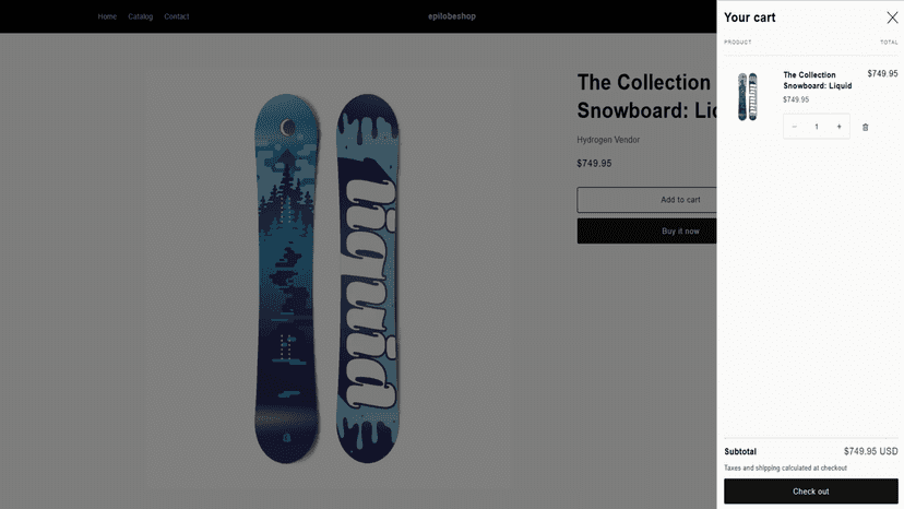 Slide-out cart drawer with product upsells