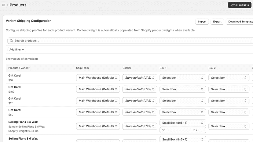 Product configurations