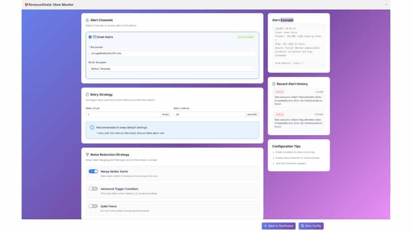 Alert Config Panel