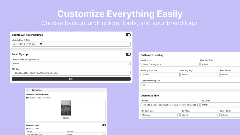 Coming soon page, fully customizable
