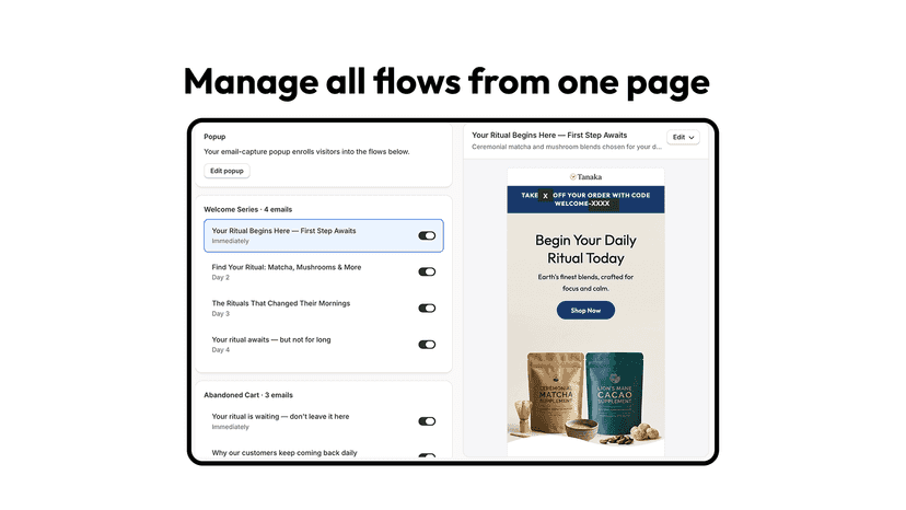 Manage all your flows from one centralized page
