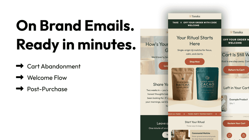 On-brand email flows ready in minutes for e-commerce