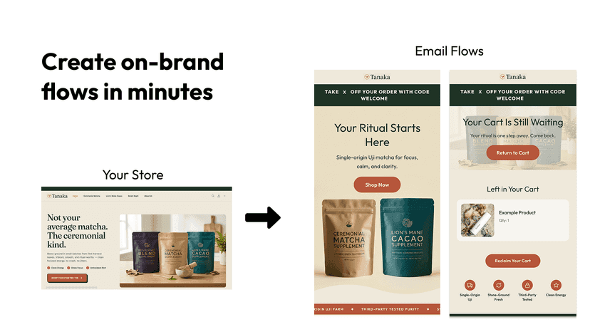 Create on brand flows within minutes from your store