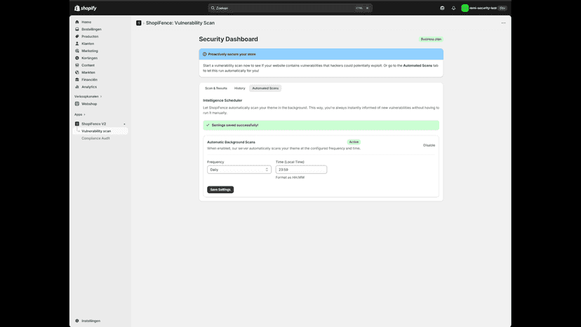 Run the vulnerability scans automatically at your desired time