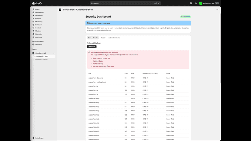 Detect vulnerabilities in your store.