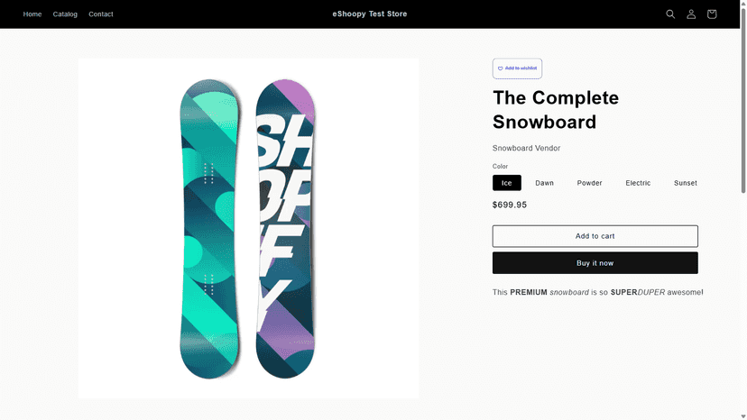 Add to wishlist heart button on a product page