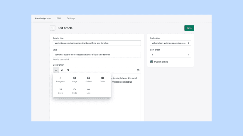 Articles editor