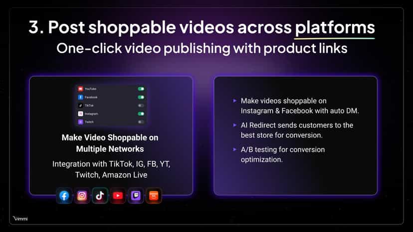 Post shoppable videos across platforms