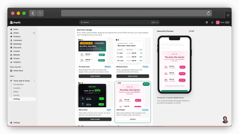Tierfy design template