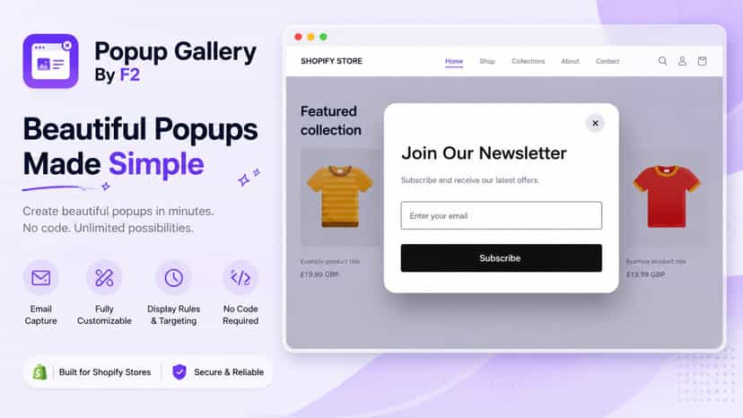 Create newsletter popups with Popup Gallery By F2 app