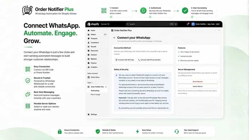 Connect WhatsApp via QR code or phone number in minutes
