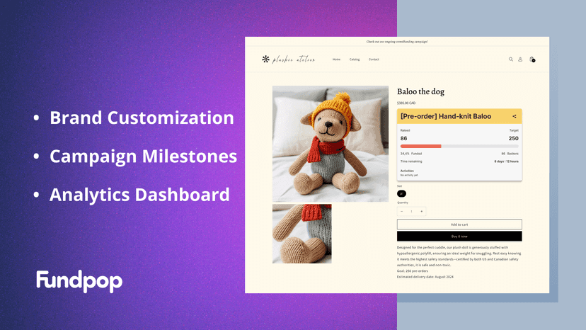 Easily display crowdfunding campaign progress on your store