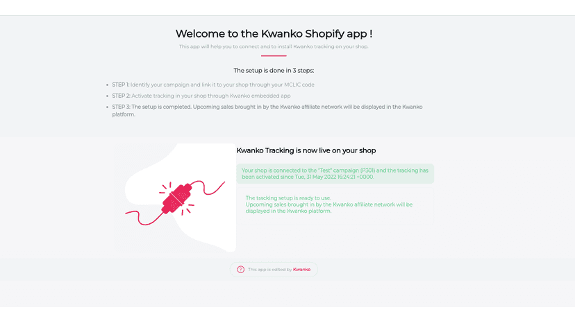 Kwanko Tracking Step 3 Setup completion