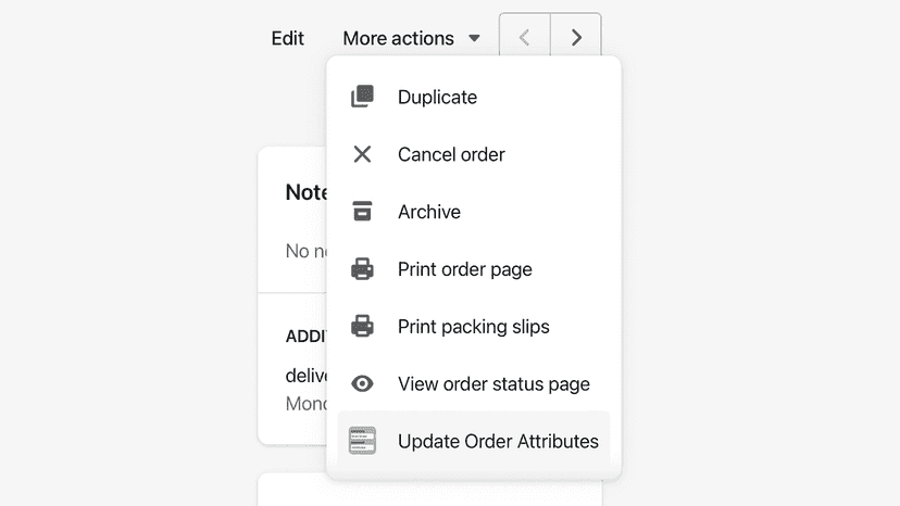 Access from the more actions menu