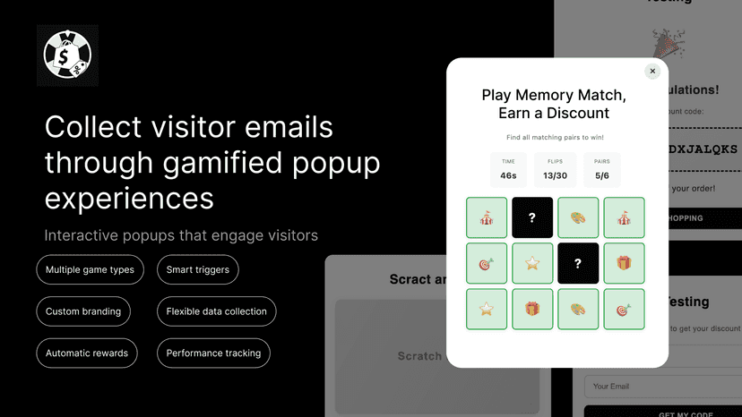 Collect Visitor emails through gamified popups.