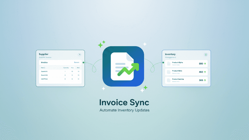Invoice Sync feature image showing invoice to inventory workflow