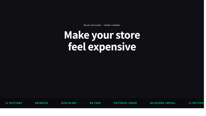 Editorial storefront built with Balad sections