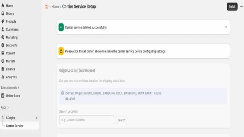 Setting Origin