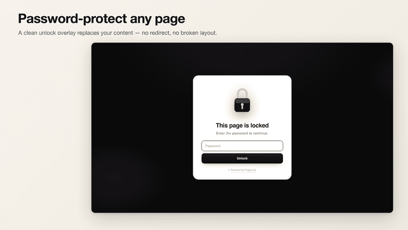 Storefront page with a clean password unlock overlay
