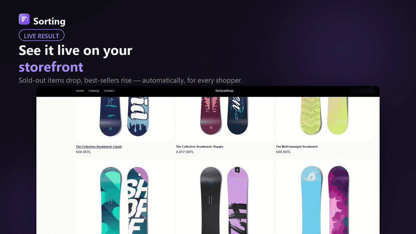 Storefront collection page with products auto-sorted — best-sell