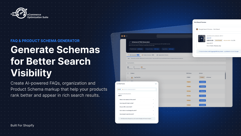 FAQ, product and Organization schema generator for Shopify.