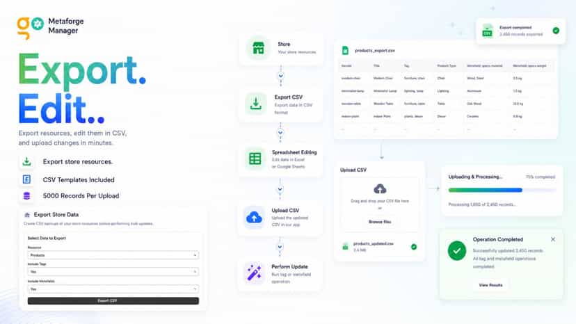 Export data and download operation result reports.