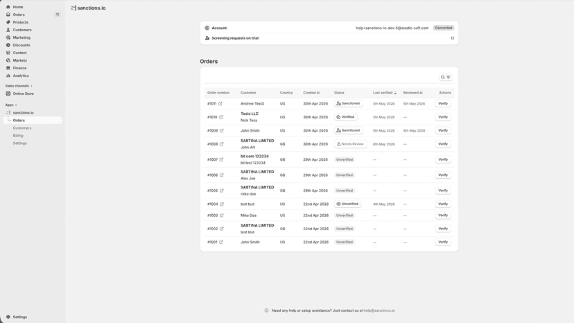 Screen all new orders