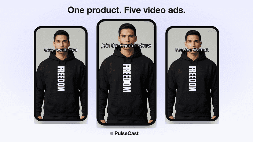 Three vertical video ads made from one product photo