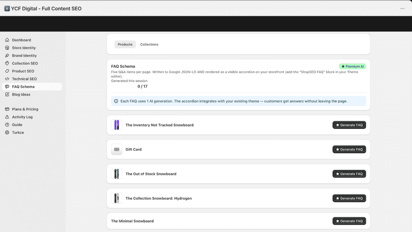 FAQ generation for seo upgrade