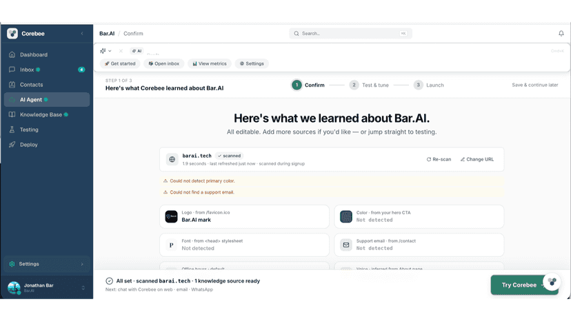 AI agent knowledge base setup