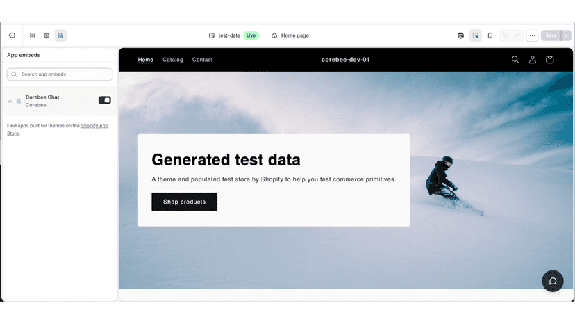 One-click install in Shopify theme editor