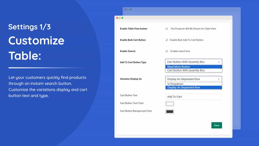 Customize Table List Shopify