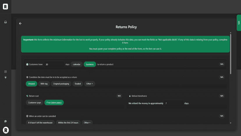 Configura reglas de tienda para respuestas automáticas precisas